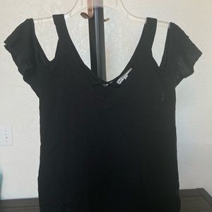 Papaya Open Shoulder Tank Top Blouse Black Shirt